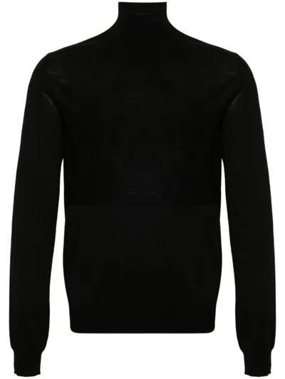 JIL SANDER BLACK LOGO SWEATER