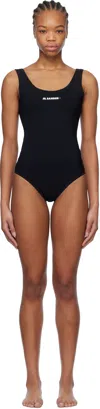 Jil Sander Logo Swimsuit In 001 Black
