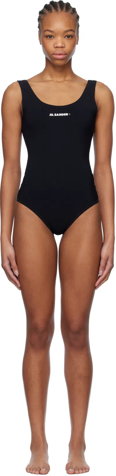 JIL SANDER BLACK LOGO SWIMSUIT