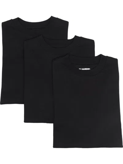 JIL SANDER BLACK LOGO THREE-PACK COTTON T-SHIRT