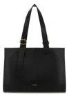 Jil Sander Black Shopping Rectangular Leather Tote In Orange