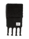 Jil Sander Luxurious Soft Fringed Scarf Accessory In Black