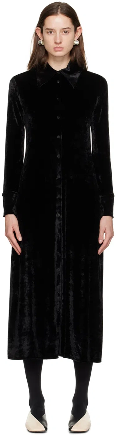 Jil Sander Black Long Sleeve Midi Dress In 001 Black