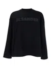 Jil Sander Men Black Long Sleeve T-shirt With Front Logo Print In Cotton Man In Black