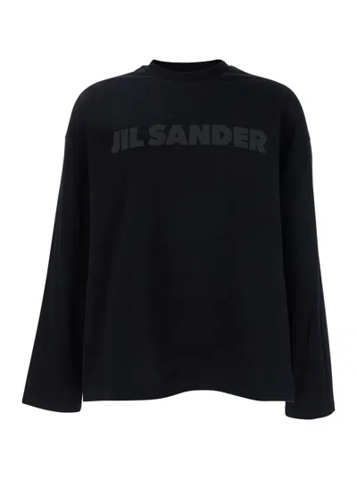 Jil Sander Relaxed-fit Cotton T-shirt With Tonal Logo Print In Black