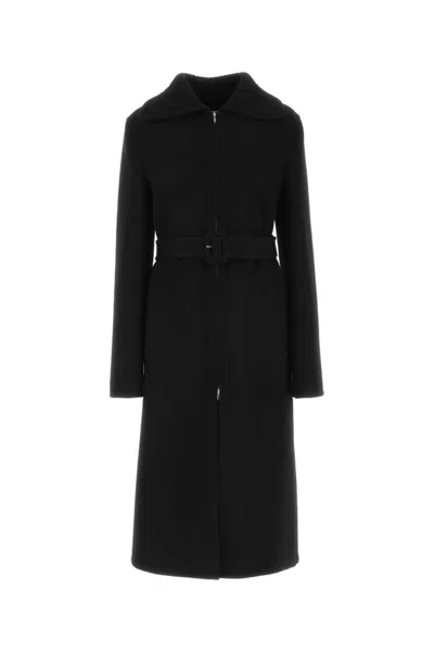 JIL SANDER BLACK LONG TRENCH COAT