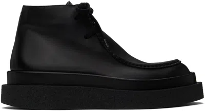 Jil Sander Black Low Lace-up Boots In 001 Black