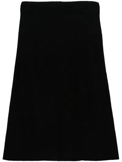 Jil Sander A-line Wool Midi Skirt In Black