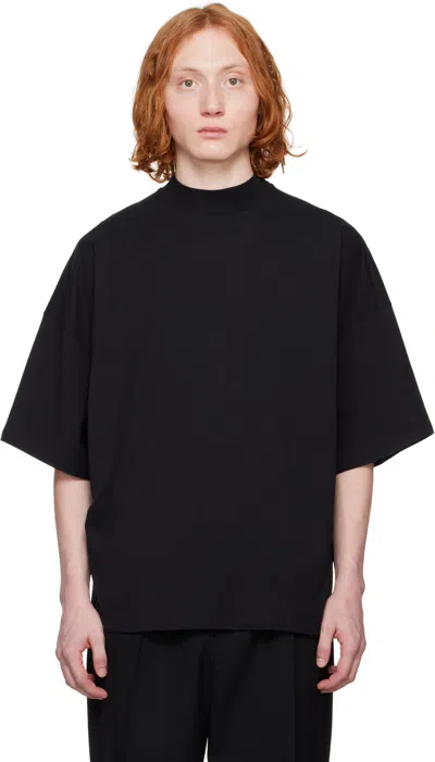 JIL SANDER BLACK MOCK NECK T-SHIRT
