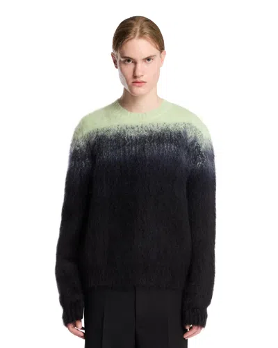 Jil Sander Black Mohair Jacquard Crewneck Sweater In Multi