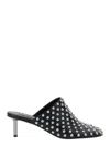 Jil Sander Black Mules With Low Heel And All-over Stud Embellishments In Leather Woman