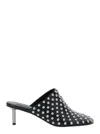 Jil Sander Black Mules With Low Heel And All-over Stud Embellishments In Leather Woman In Multicolor