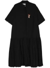 JIL SANDER BLACK MUSHROOM-EMBROIDERED MIDI DRESS