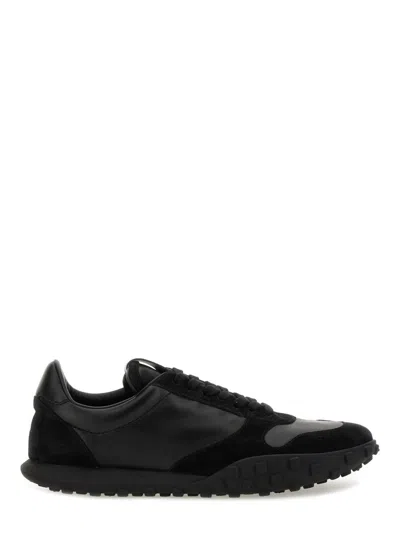 Jil Sander Low Laced Sneakers With Vulcanized Rubber Sole In Black