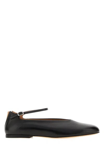 Jil Sander Black Nappa Leather Elyss Ballerinas
