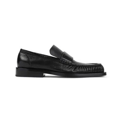 Jil Sander Black Nappa Leather Loafers With Squared Toeline
