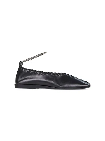 JIL SANDER BLACK NAPPA LEATHER RING BALLET FLATS