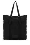 Jil Sander Black Fabric Shopping Bag In Black
