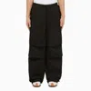 JIL SANDER BLACK OVERSIZE COTTON TROUSERS