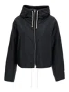 Jil Sander Black Crop Padded Jacket With Drawstring In Polyamide And Silk Woman In Black