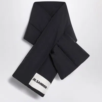 Jil Sander Black Padded Scarf With Logo