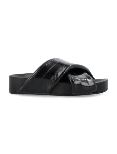 Jil Sander Black Padded Slide Sandals For Women From
