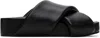 Jil Sander Black Slides With Padded Crossover Straps In Leather In 001 Black