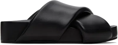 JIL SANDER BLACK PADDED SLIDES