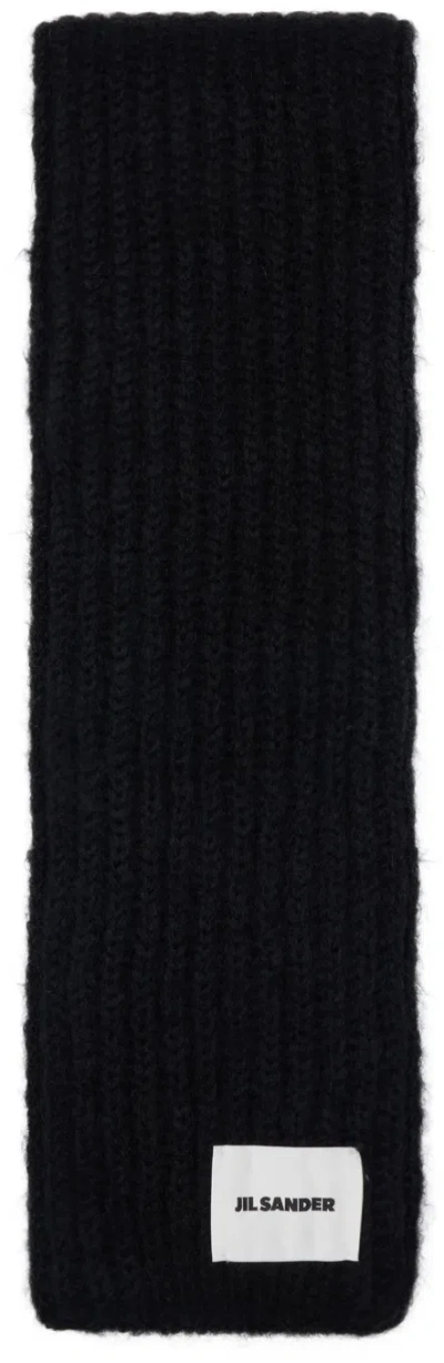Jil Sander Black Pd Scarf In 001 Black