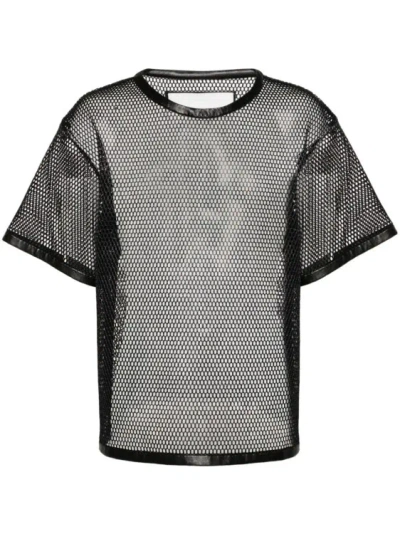 Jil Sander Black Perforated Leather T-shirt