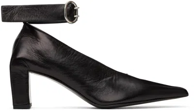 Jil Sander Black Pin-buckle Heels In 001 Black