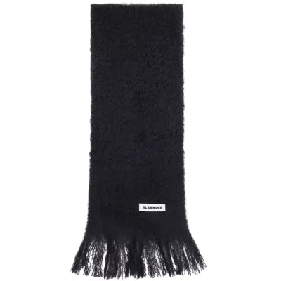 Jil Sander Black Plain Mohair Wool Scarf