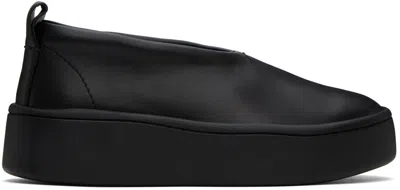 Jil Sander Black Platform Sneakers In 001 Black