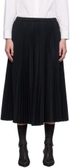 JIL SANDER BLACK PLEATED MIDI SKIRT