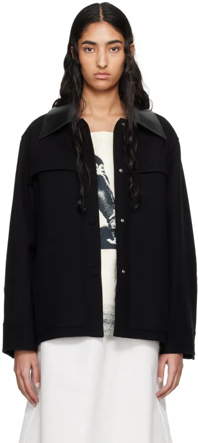Jil Sander Black Pointed Collar Jacket In 001 Black