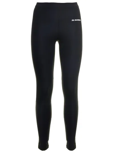 Jil Sander Logo Leggings With Elastic Waistband In Black