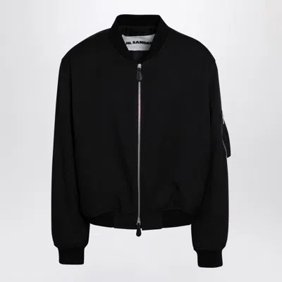 Jil Sander Black Polyester Bomber Jacket