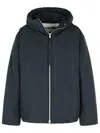 Jil Sander Fixed-hood Drawstring Puffer Jacket In Blue
