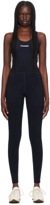 Jil Sander Black Printed Logo Jumpsuit In 001 Black