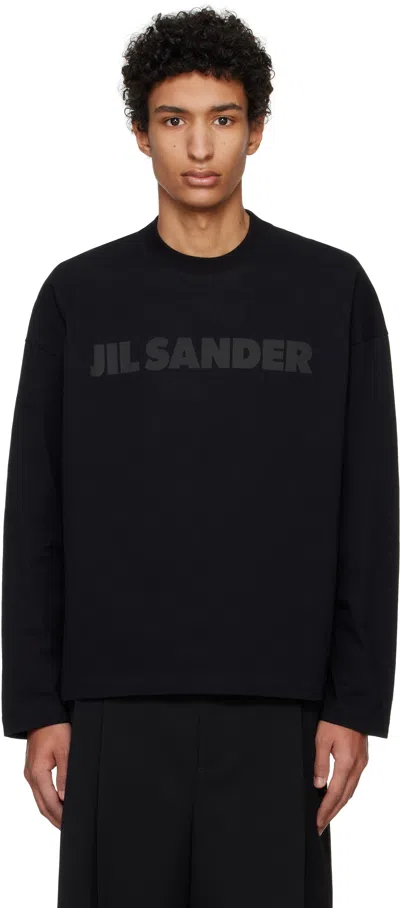 Jil Sander Black Printed-logo Long Sleeve T-shirt In 001 Black