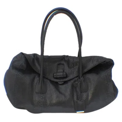 Pre-owned Jil Sander Black Python Snakeskin Shoulder Bag Tote
