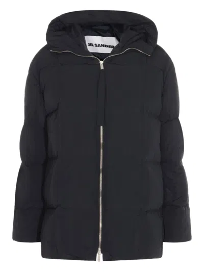 Jil Sander Women Hooded Down Jacket In Black