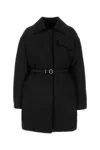 Jil Sander Silk Blend Down Jacket With Belted Waist In Black