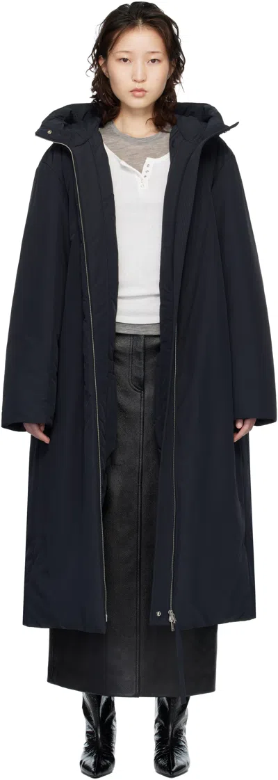 Jil Sander Black Relaxed Fit Long Down Coat In Blue