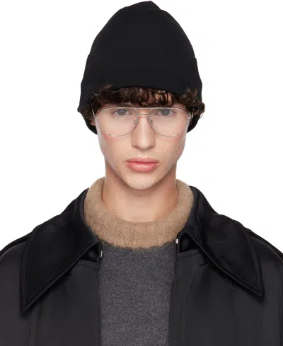 Jil Sander Black Ribbed Beanie In 001 Black