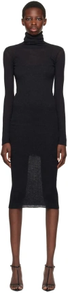 Jil Sander Black Ribbed Midi Dress In 001 Black