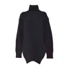 Jil Sander Black Ribbed Wool Turtleneck Sweater In Black