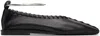 Jil Sander Ring Whipstitch-trimmed Leather Ballet Flats In Black