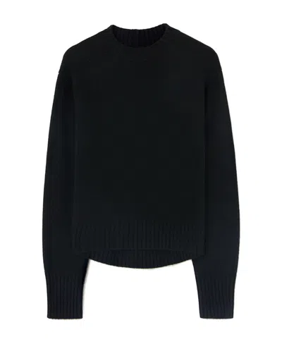 JIL SANDER BLACK ROUND-NECK PULLOVER