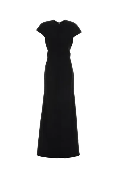 Jil Sander Long Dress Sable Back Cutout Cap Sleeves In Black